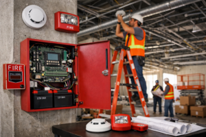 fire alarms being install at a facility in 2026 in Georgia by grice systems